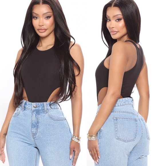 2 Pack! Black and Khaki High leg cut out bodysuits - Picture 1 of 4